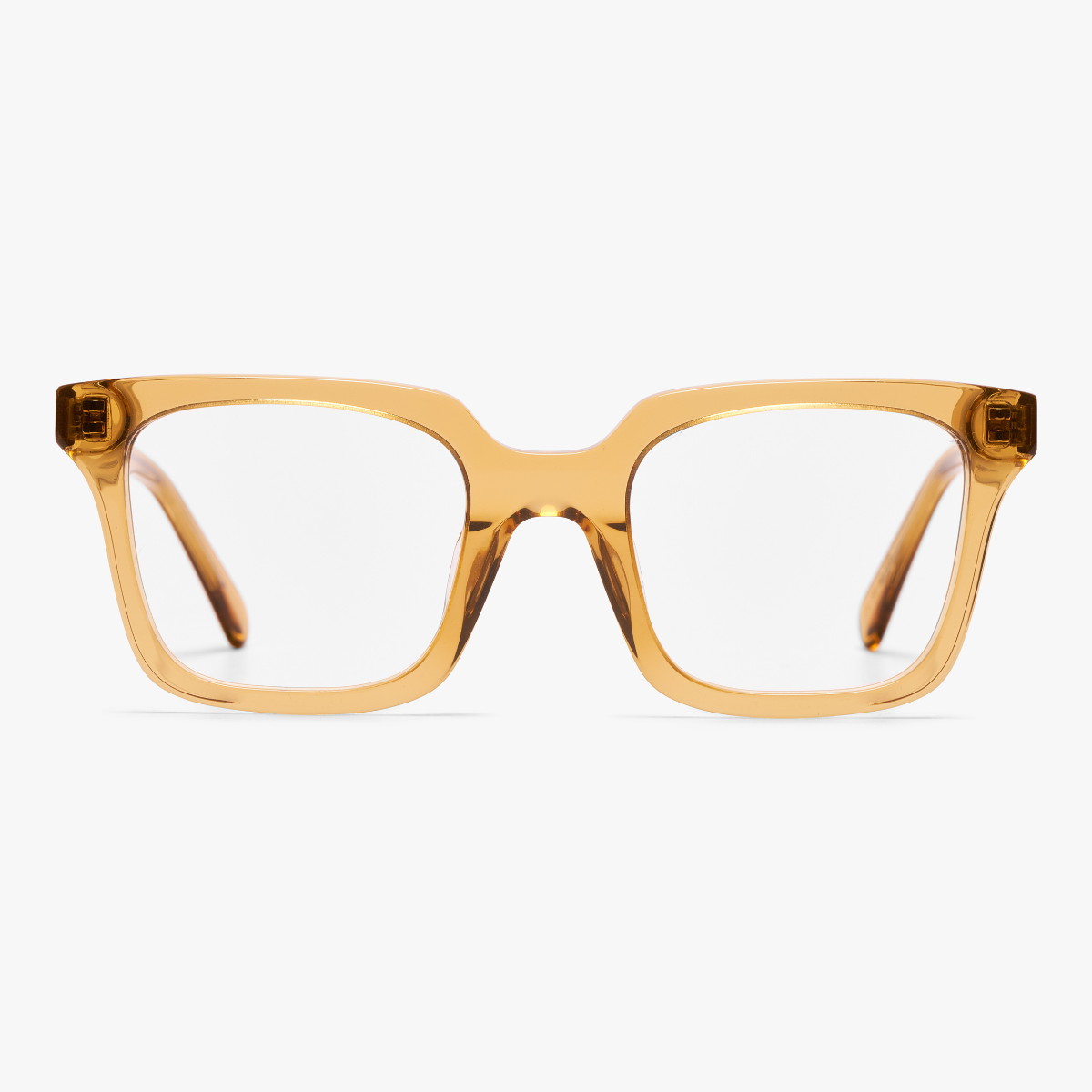 Luxreaders stylish Tisvilde Crystal Caramel Reading glasses. Made from Bio-acetate in a Square shape.