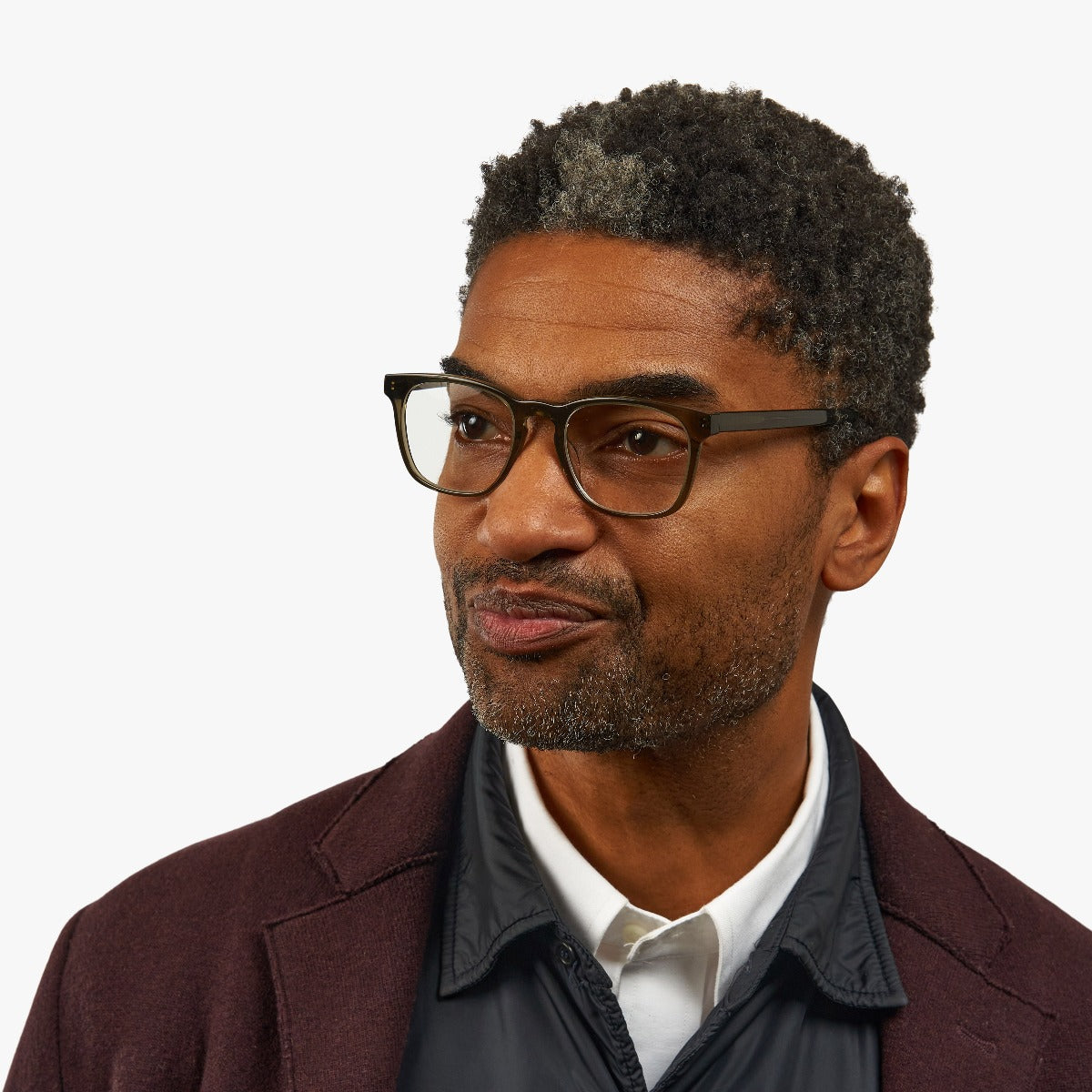 Luxreaders stylish Men's Bornholm Shiny Olive Blue light glasses. Made from Acetate in a Square shape.