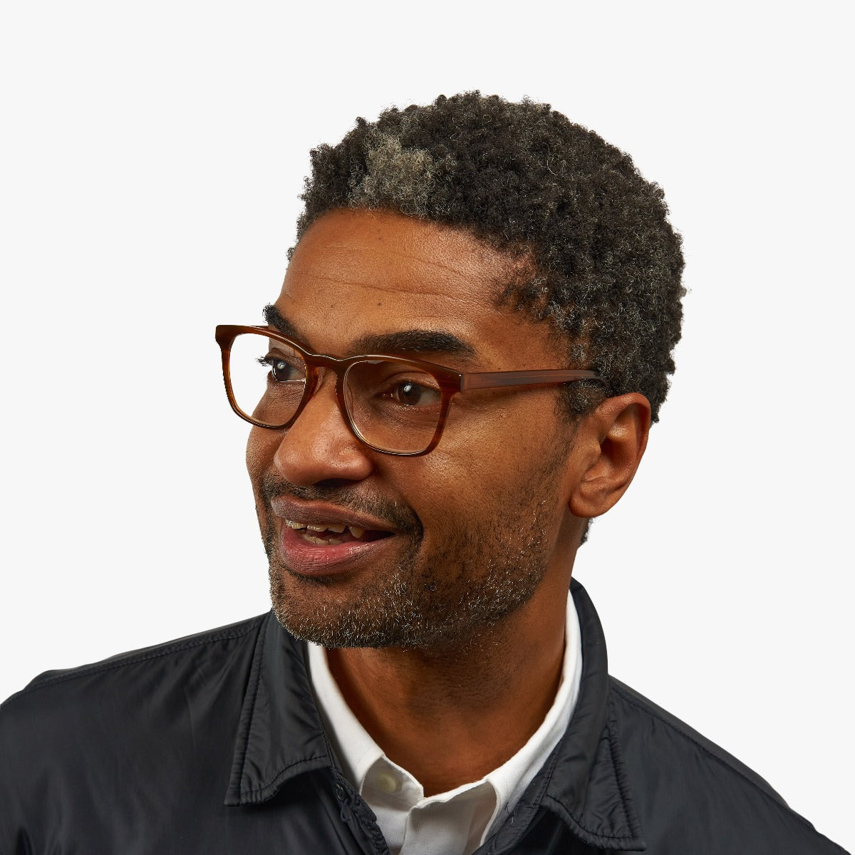 Luxreaders stylish Men's Bornholm Shiny Walnut Blue light glasses. Made from Acetate in a Square shape.