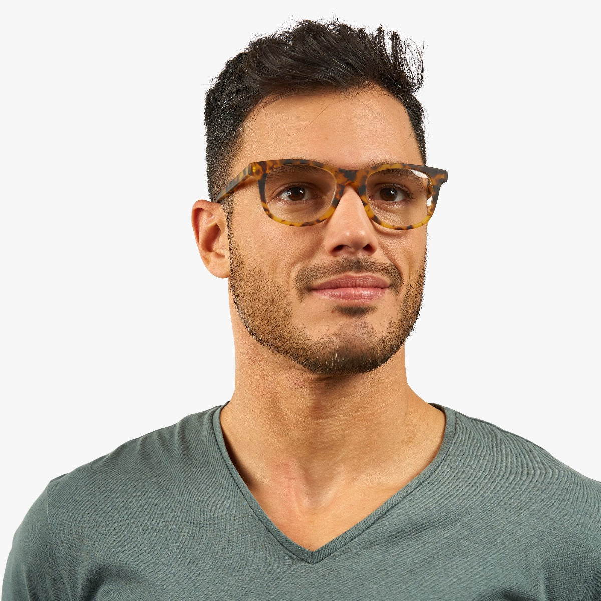 Luxreaders stylish Men's Malmö Light Turtle Blue light glasses. Made from Acetate in a Square shape.
