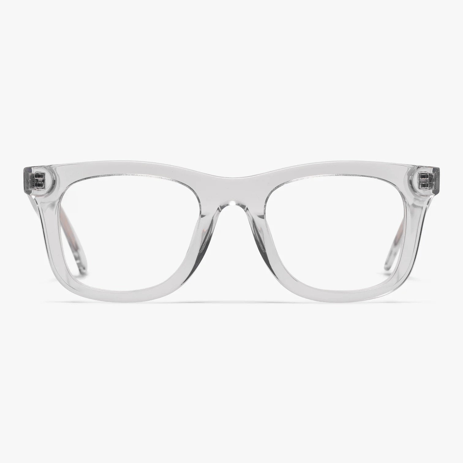 Luxreaders stylish Samsø Crystal White Reading glasses. Made from Bio-acetate in a Square shape.