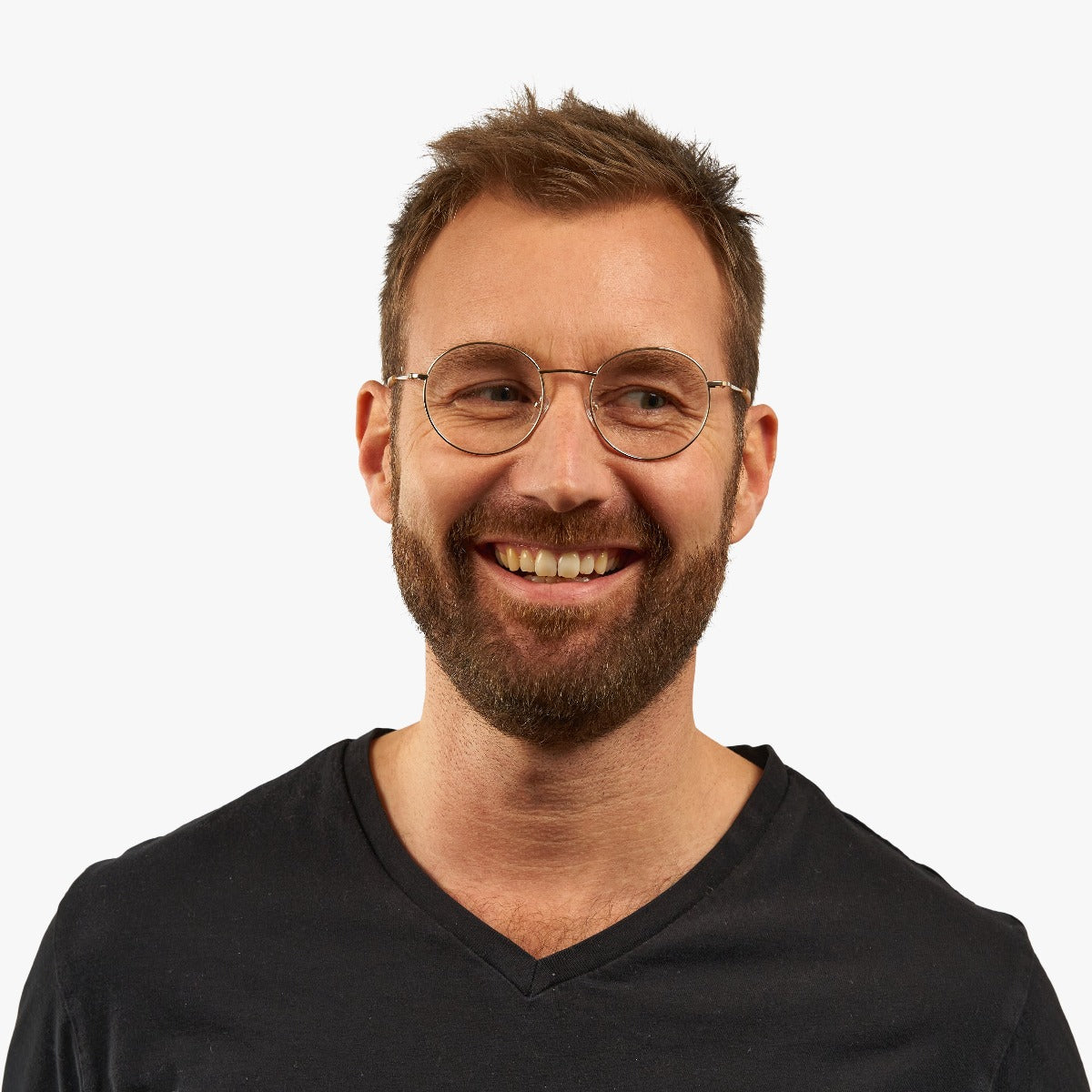 Luxreaders stylish Men's Tromsø Gold Blue light glasses. Made from Stainless steel in a Round shape.