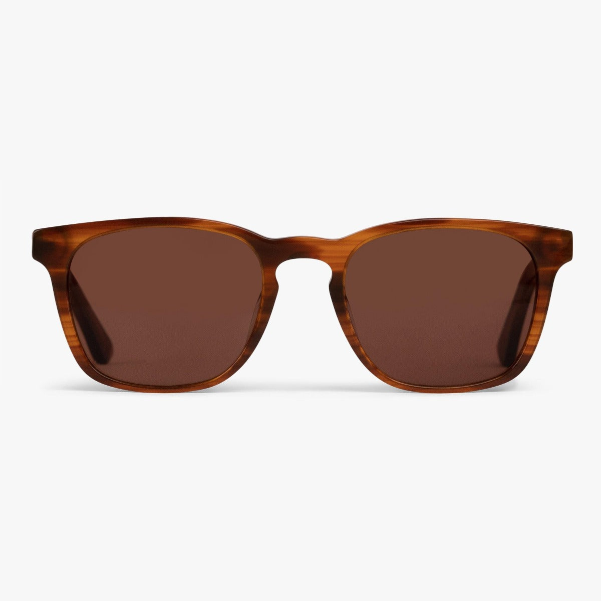 Luxreaders stylish Women's Bornholm Shiny Walnut Sunglasses. Made from Acetate in a Square shape.
