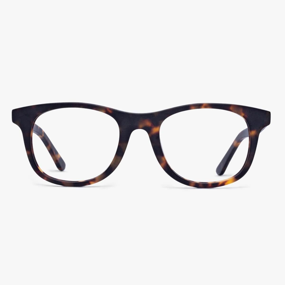 Luxreaders stylish Women's Malmö Dark Turtle Blue light glasses. Made from Acetate in a Square shape.
