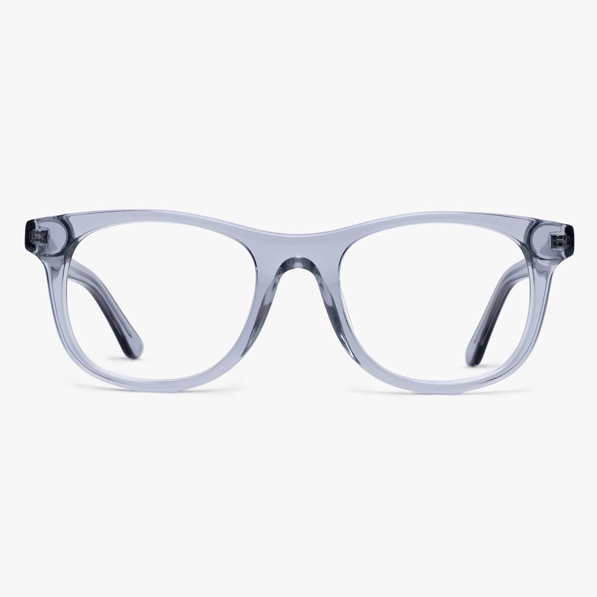 Luxreaders stylish Men's Malmö Crystal Grey Blue light glasses. Made from Acetate in a Square shape.
