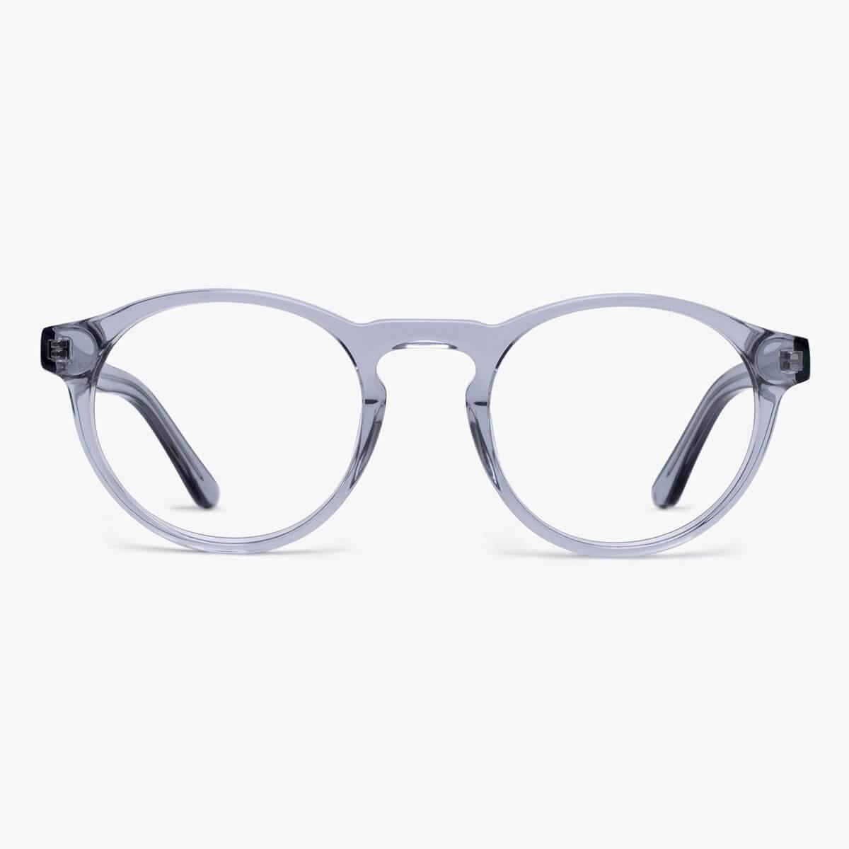 Luxreaders stylish Trondheim Crystal Grey Reading glasses. Made from Acetate in a Round shape.