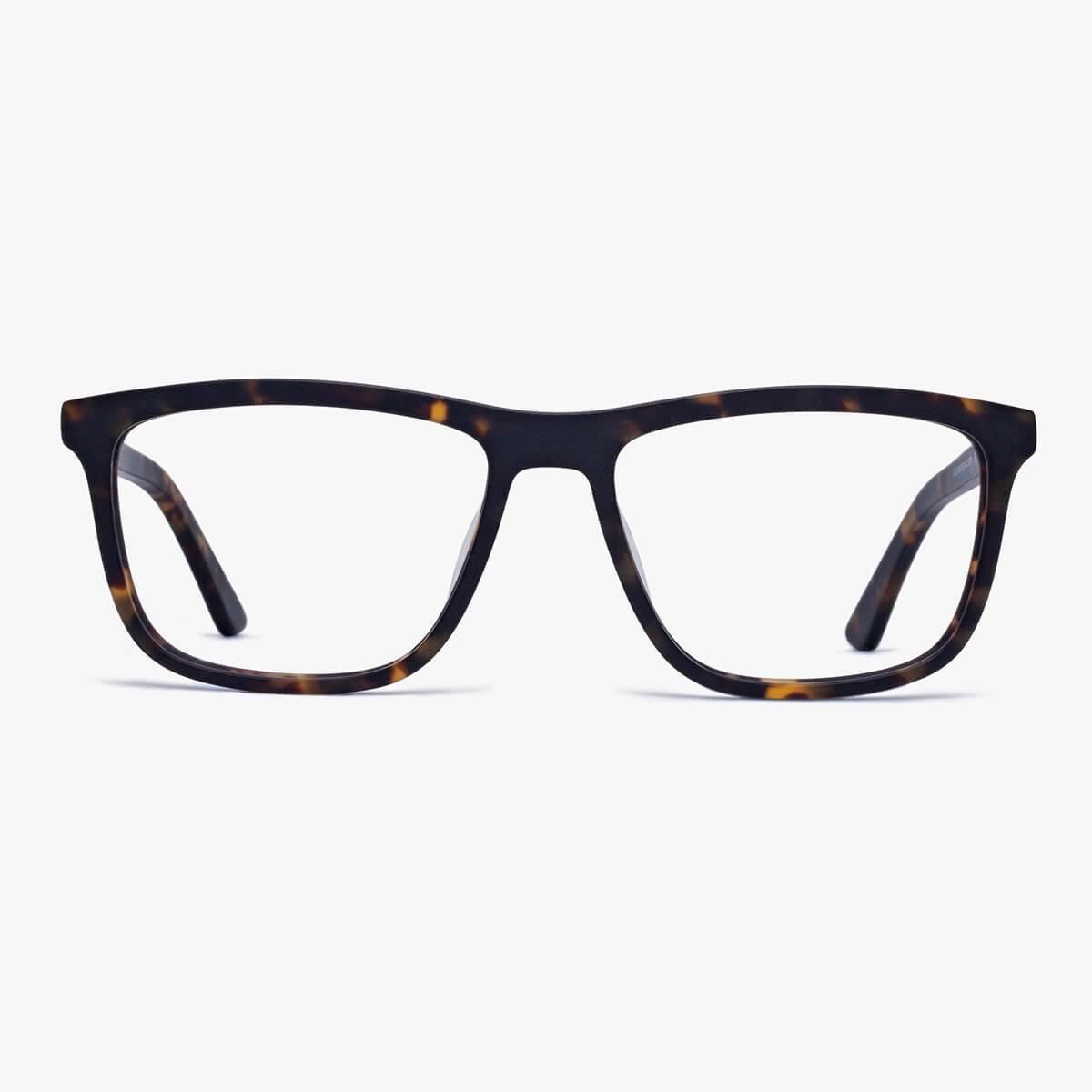 Luxreaders stylish Men's Oslo Dark Turtle Blue light glasses. Made from Acetate in a Square shape.