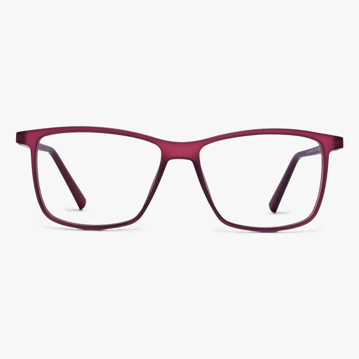 Luxreaders stylish Women's København Red Reading glasses. Made from Rubber in a Square shape.