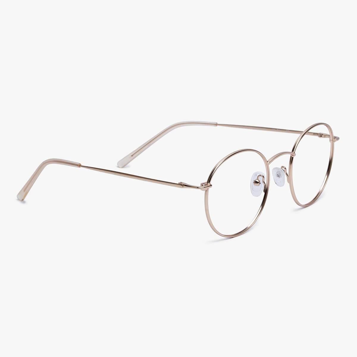 Luxreaders stylish Women's Tromsø Gold Blue light glasses. Made from Stainless steel in a Round shape.