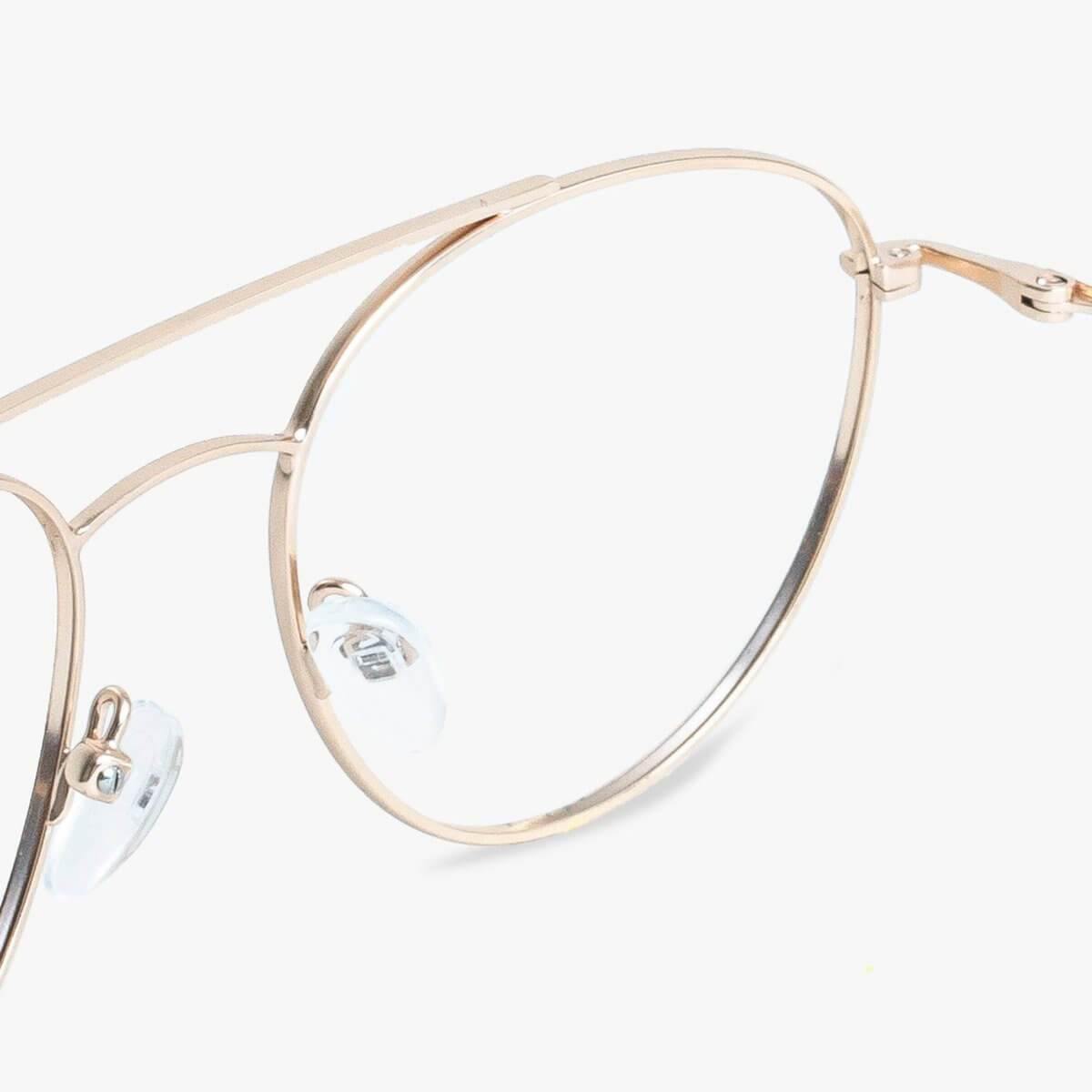 Göteborg Gold round wireframe glasses with clear nose pads