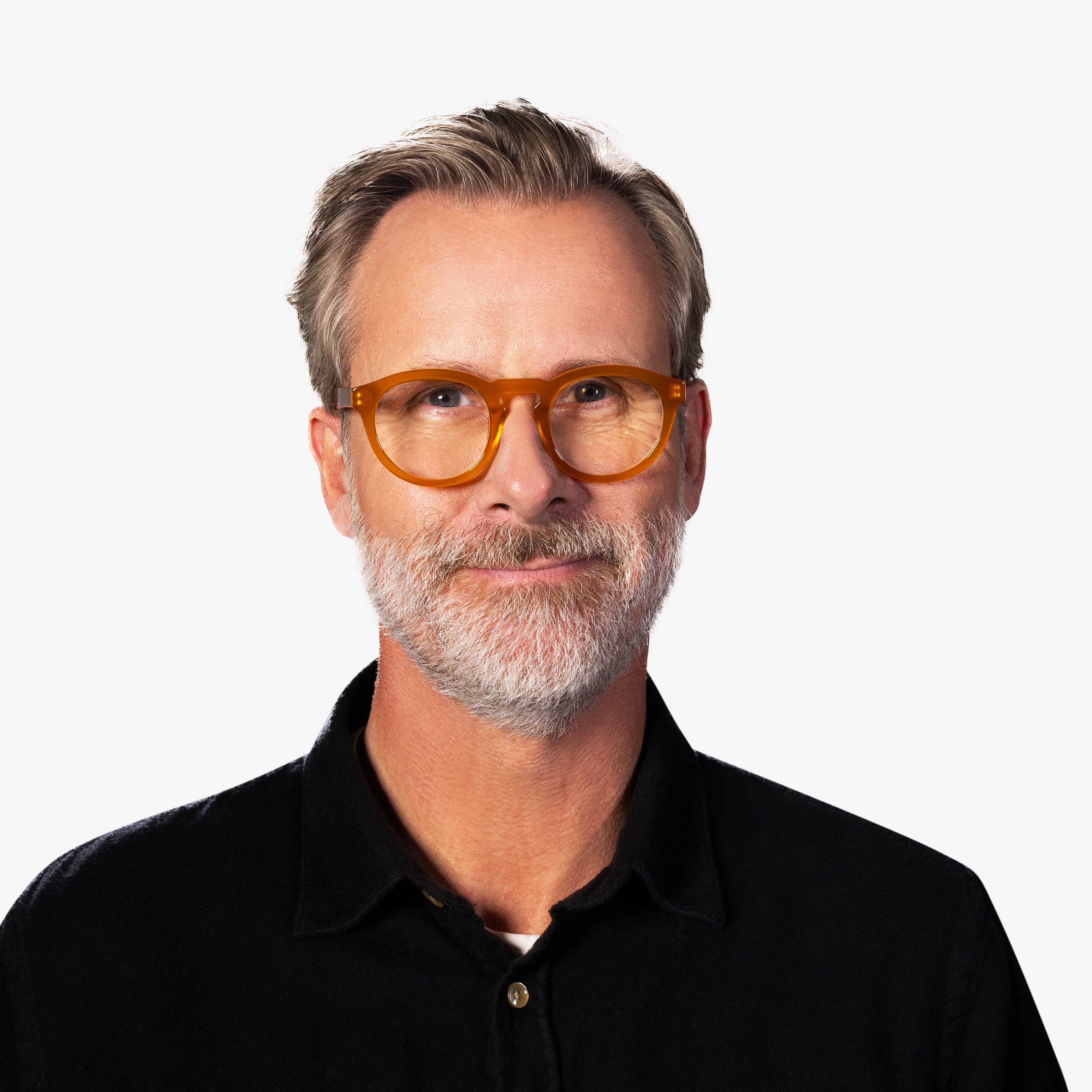 Person wearing crystal honey reading glasses