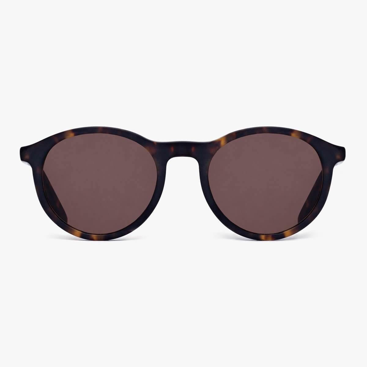 Løkken Dark Turtle round sunglasses with dark lenses and tortoiseshell frame