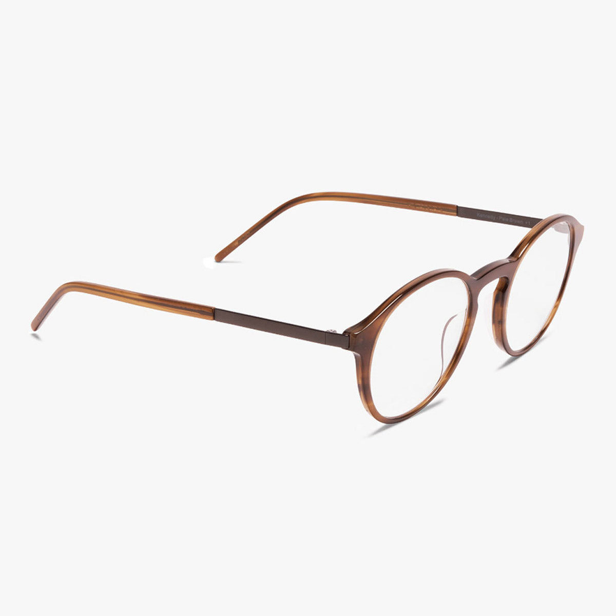 Round men's pale brown glasses with thin frame