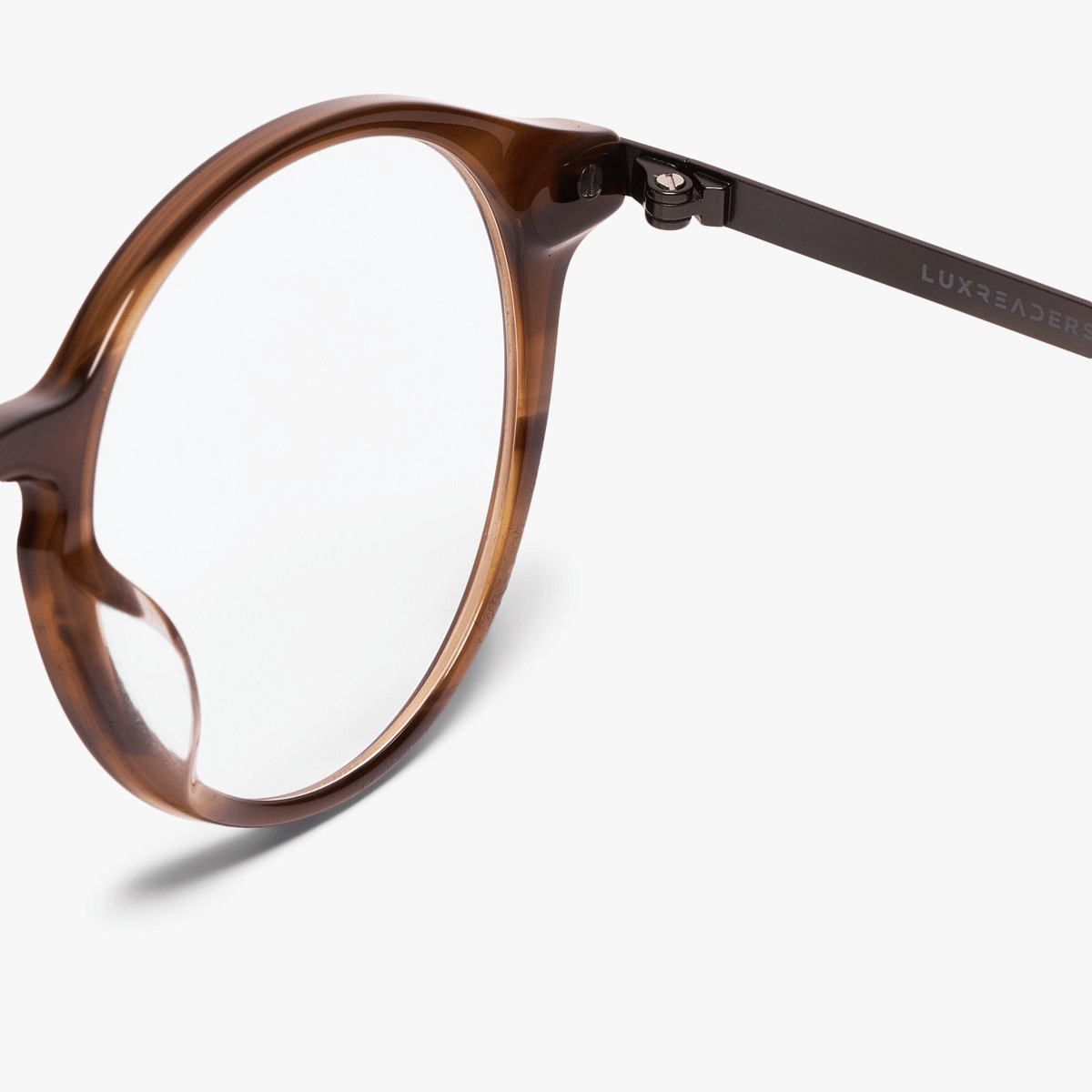 Men's Ærø pale brown reading glasses with Luxreaders logo