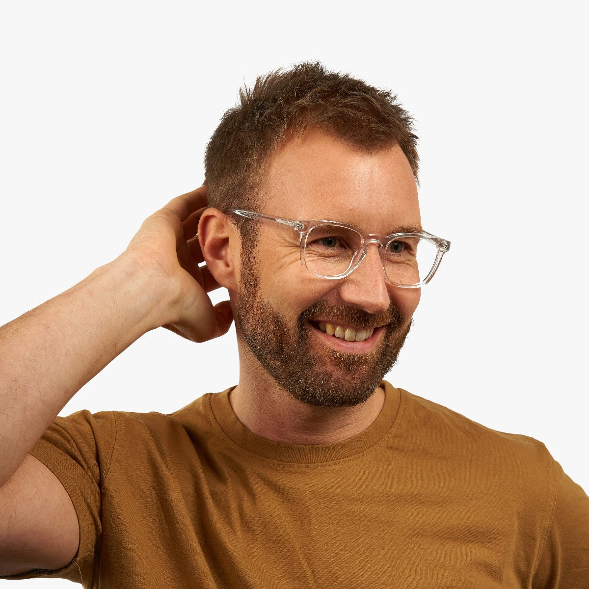 Person wearing Men's Bornholm Crystal White glasses