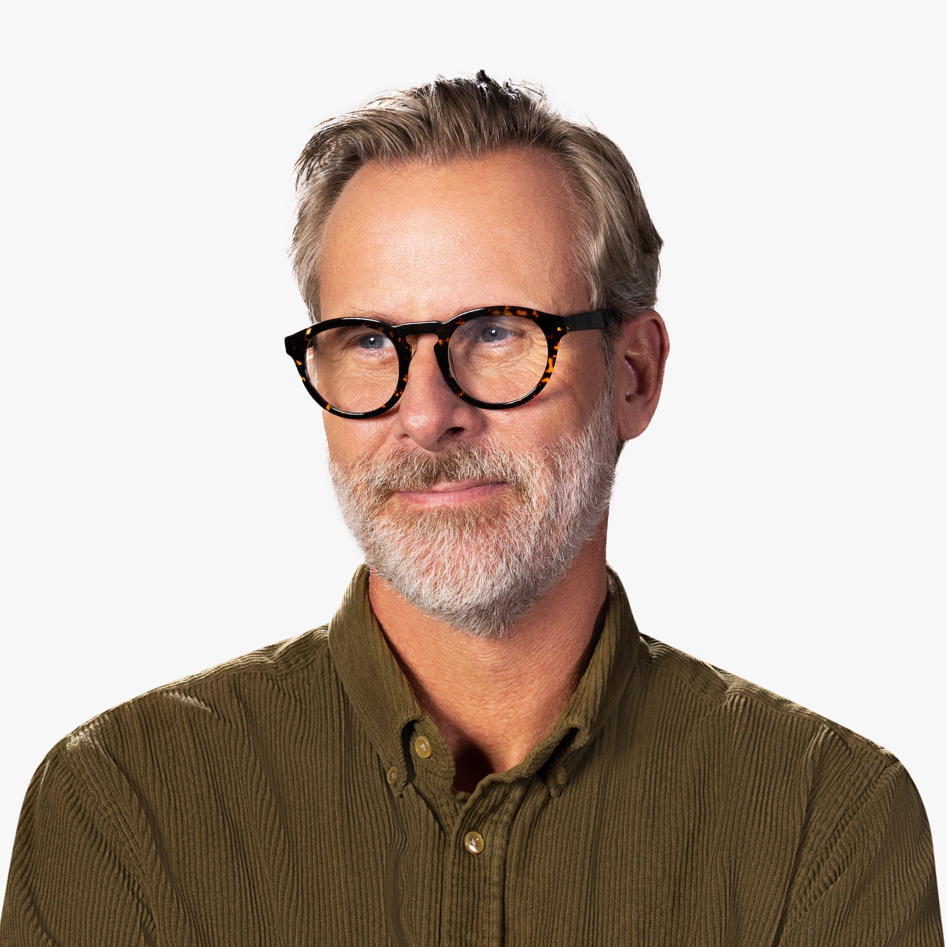 Person wearing Gråsten Dark Turtle glasses from Luxreaders
