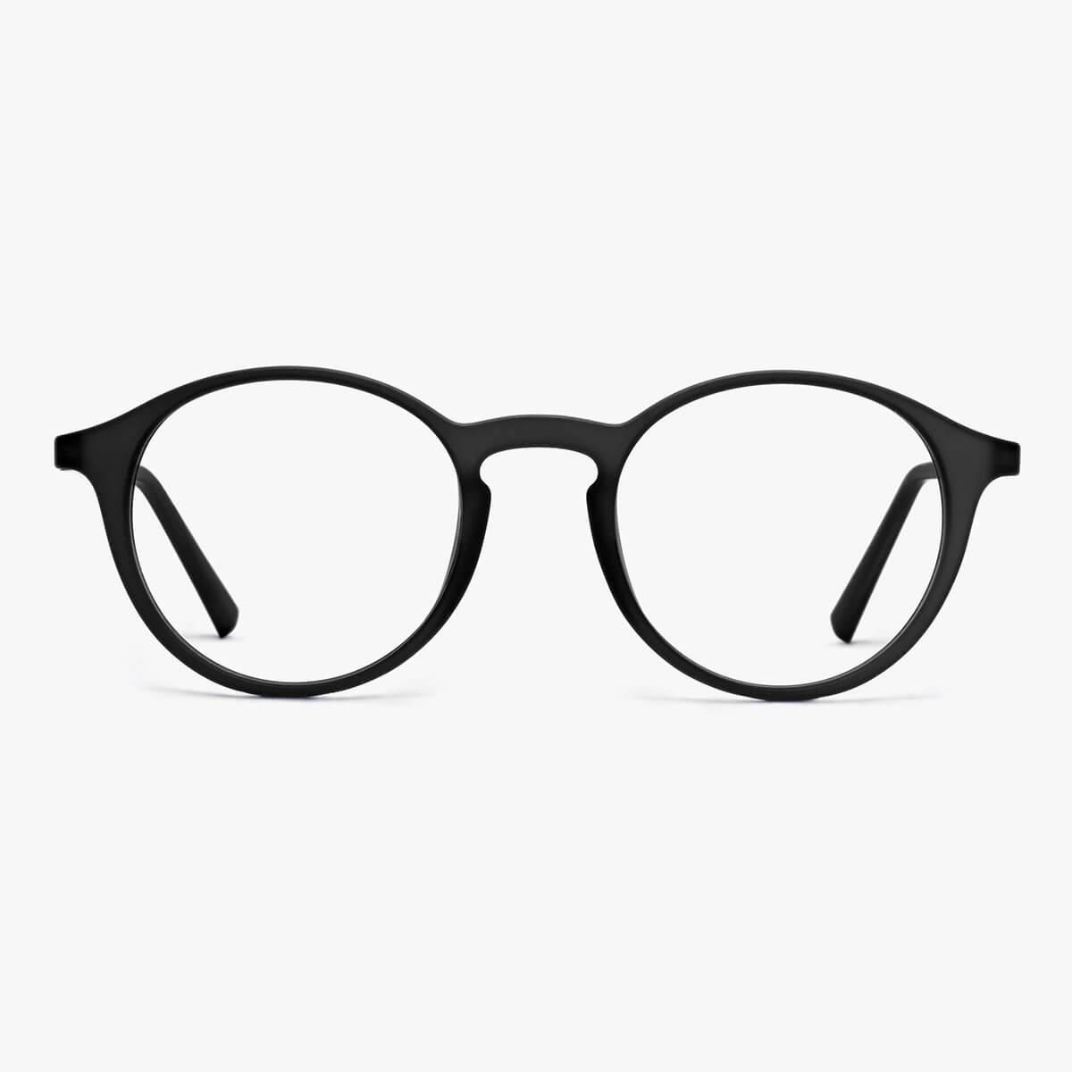 Men's Læsø Black round reading glasses with a matte black frame
