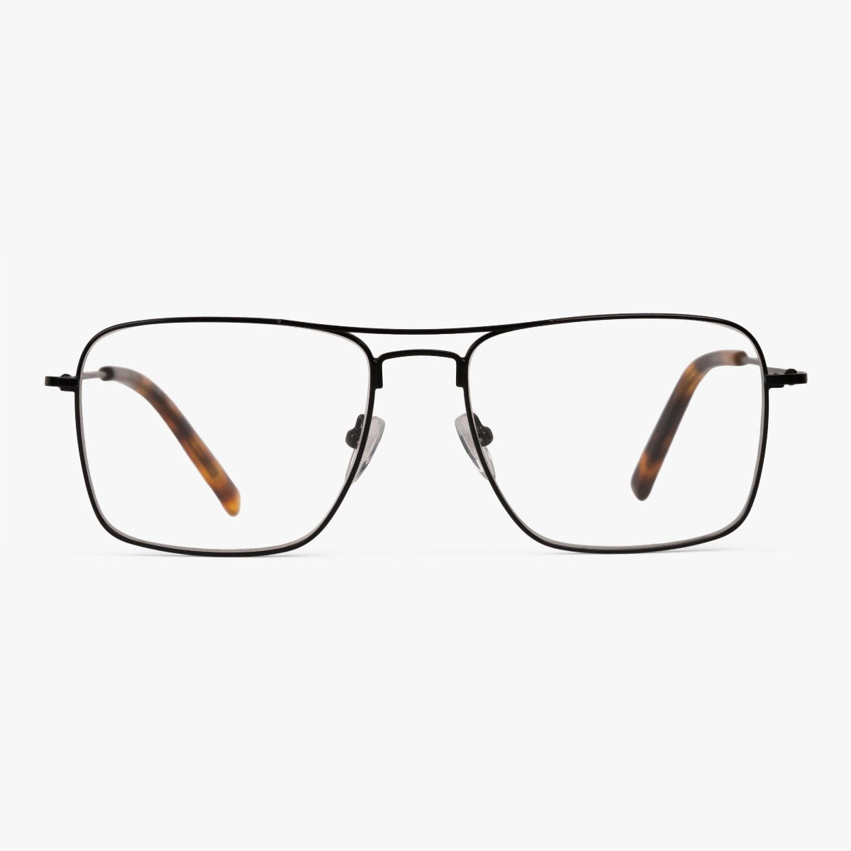 Men's Lidköping black aviator-style glasses with thin metal frame