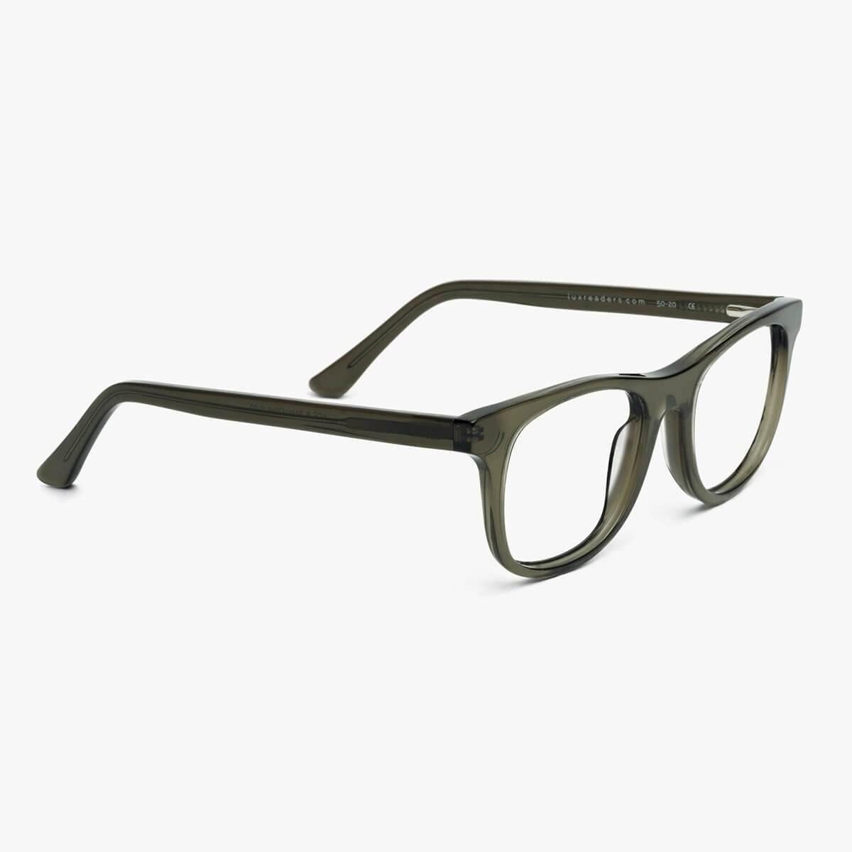 Men's Malmö Shiny Olive rectangular glasses in olive green