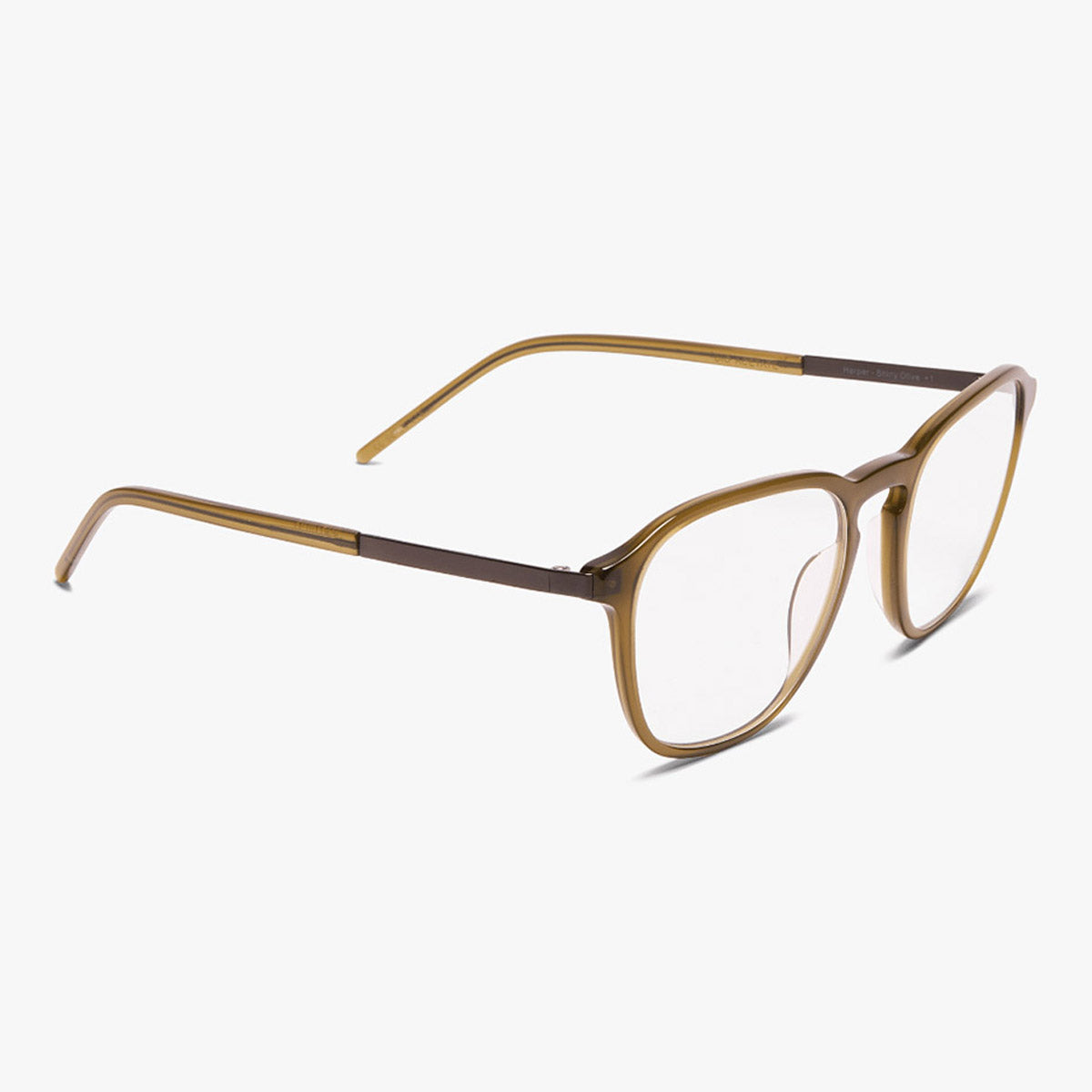 Men's Rønne shiny olive reading glasses with olive and brown frame