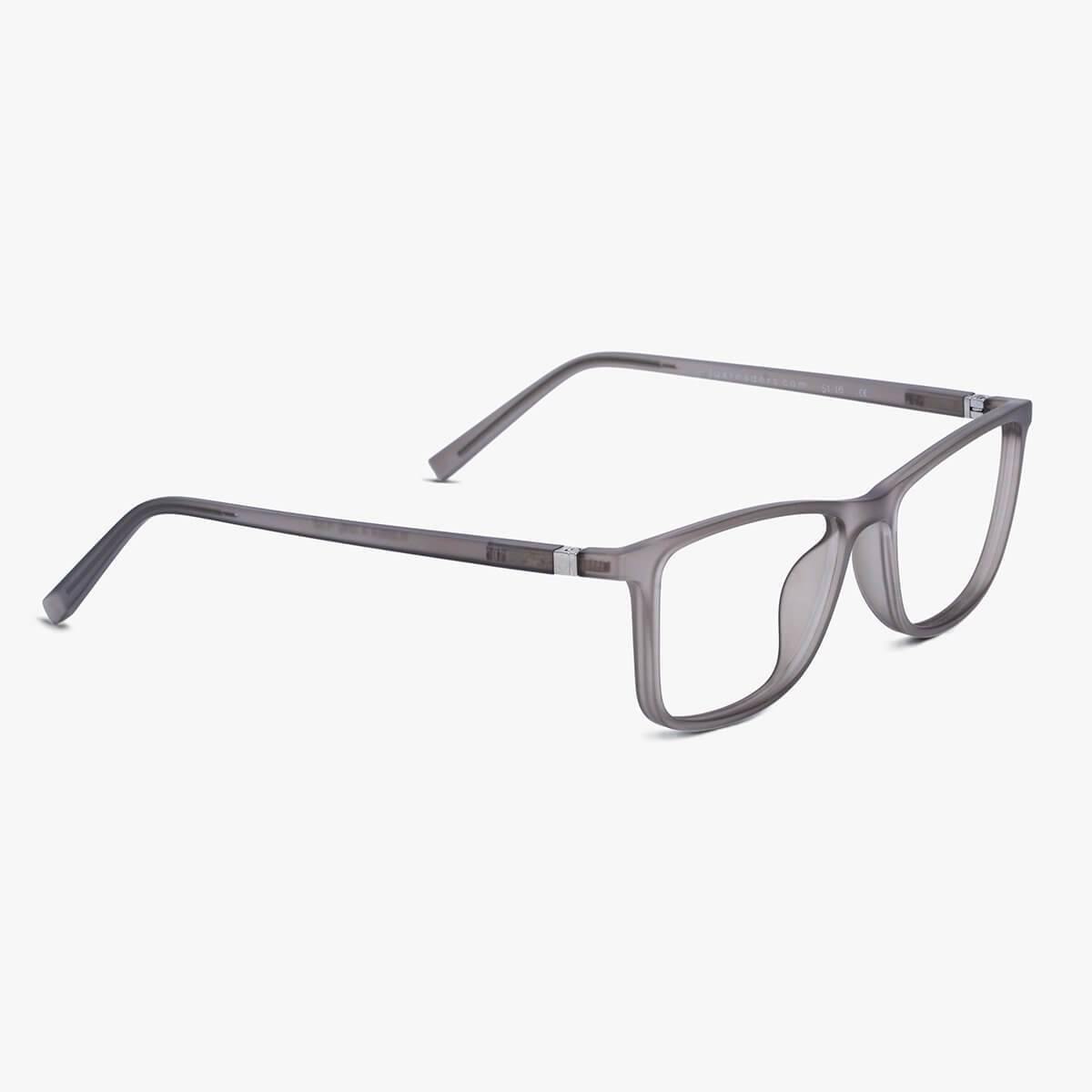 Men's Skagen Grey reading glasses with sleek matte finish and rectangular frame