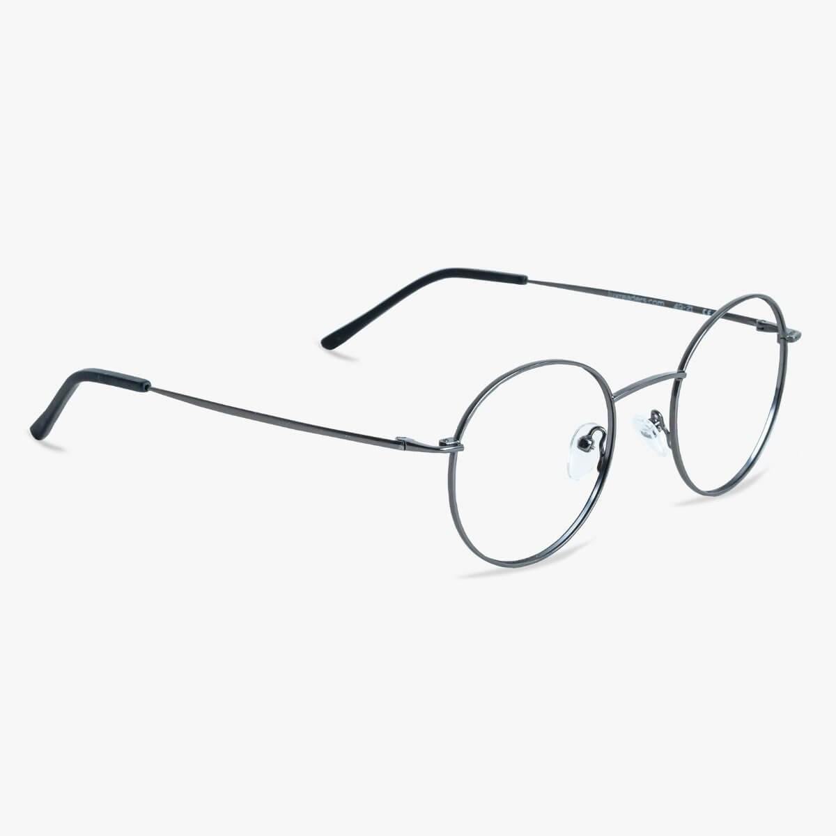Men's Tromsø Gun round metal frame glasses in dark gray