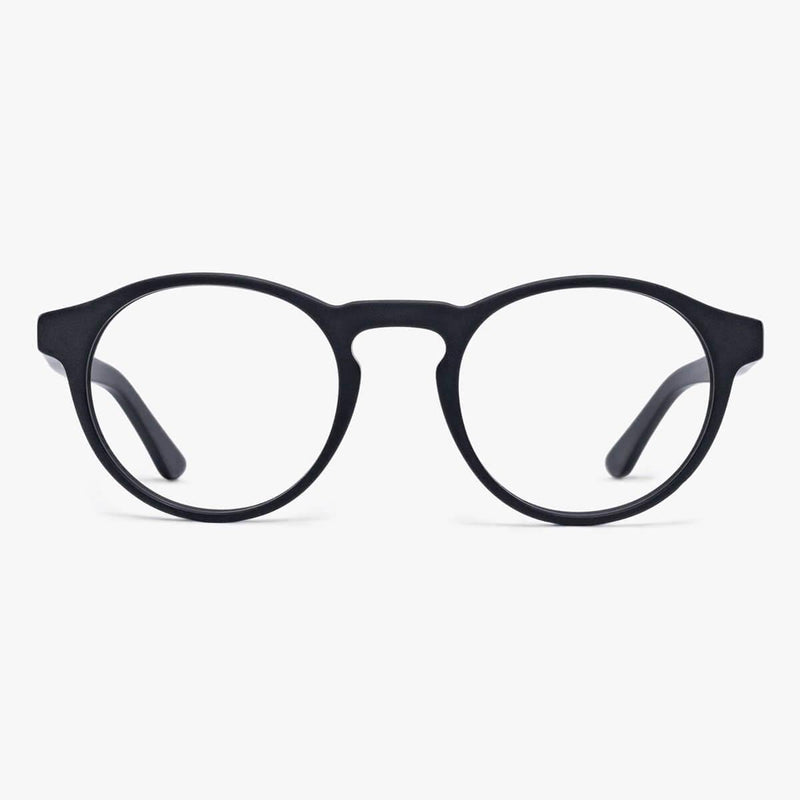 Black round eyewear with a modern design