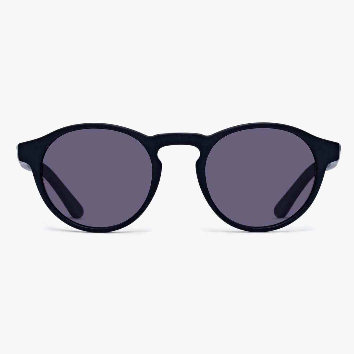 Men's Trondheim Black sunglasses with round black frames and dark lenses