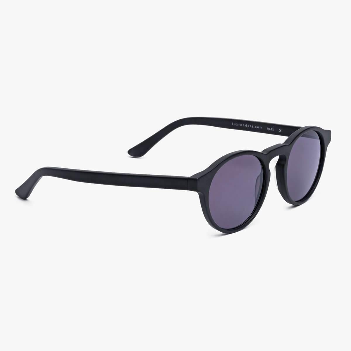 Men's Trondheim black sunglasses with round frames and dark lenses
