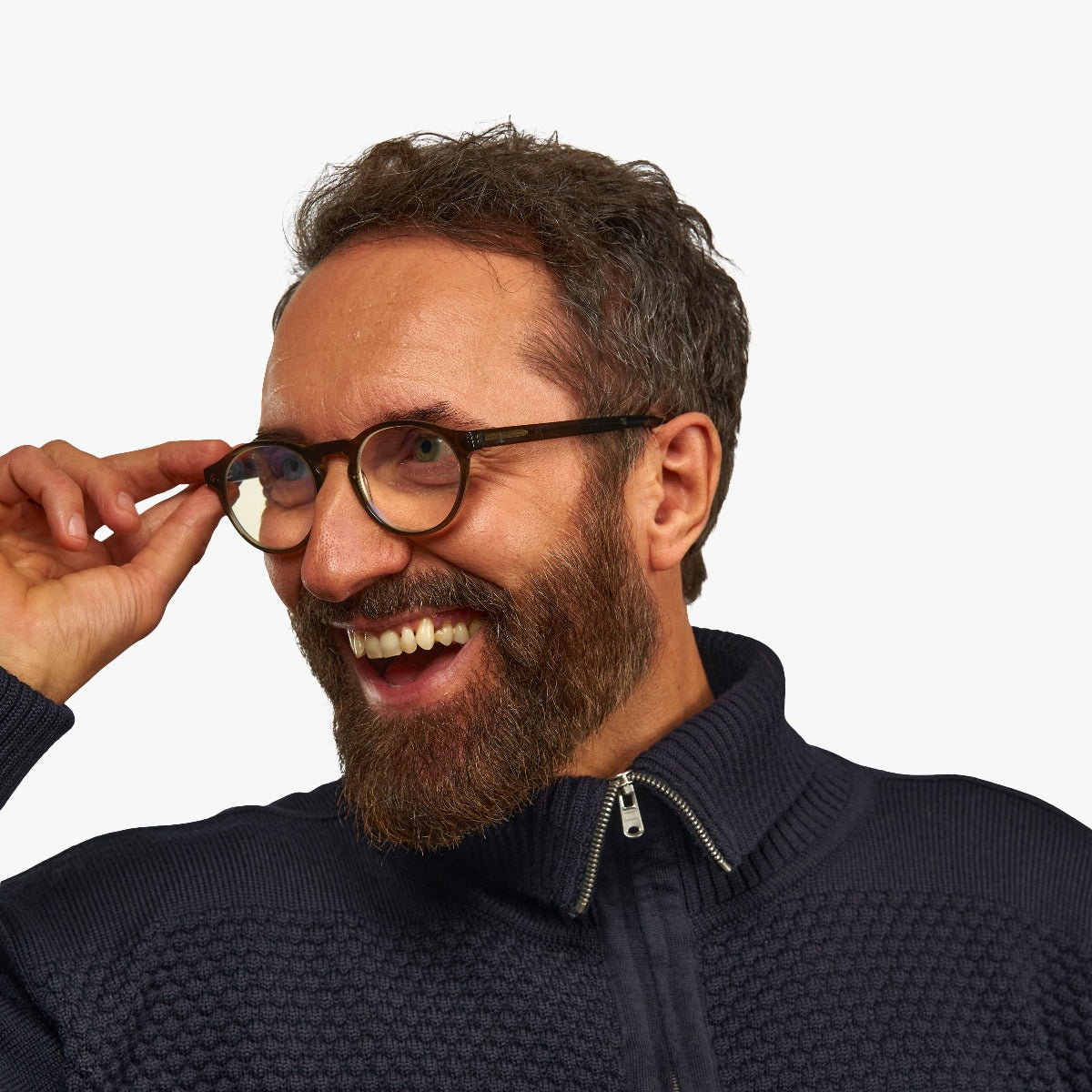 Person wearing Men's Trondheim Shiny Olive glasses