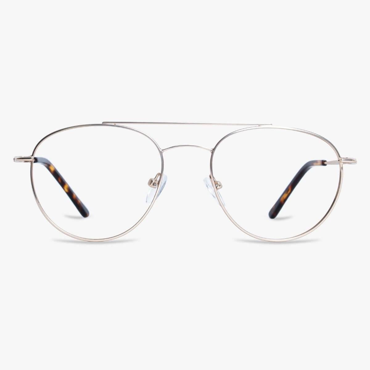 Luxreaders stylish Men's Göteborg Gold Blue light glasses. Made from Stainless steel in a Round shape.
