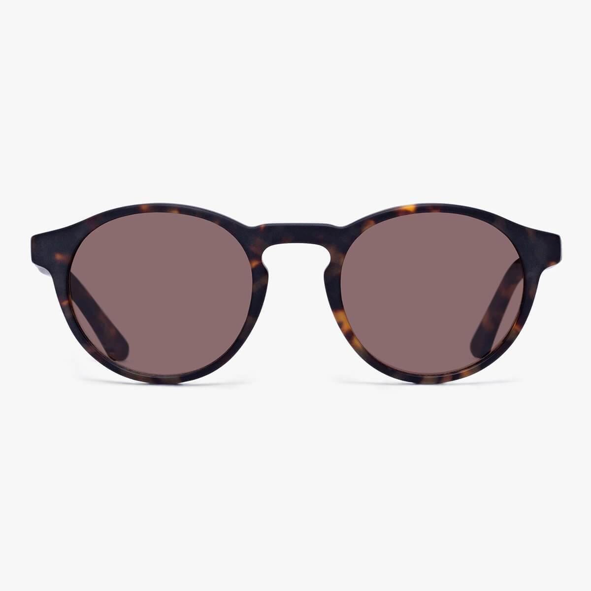 Trondheim Dark Turtle round tortoiseshell sunglasses with dark lenses