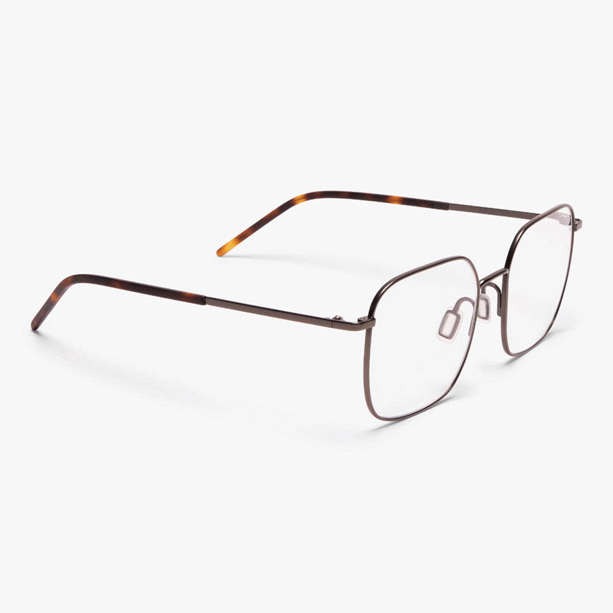 Women's Båstad Gun square eyeglasses with thin metal frames and tortoiseshell temples