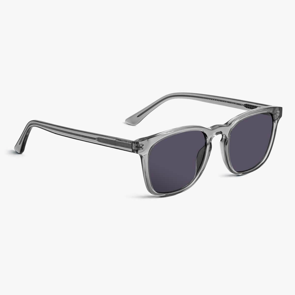 Women's Bornholm Crystal Grey sunglasses with translucent grey frame and dark lenses