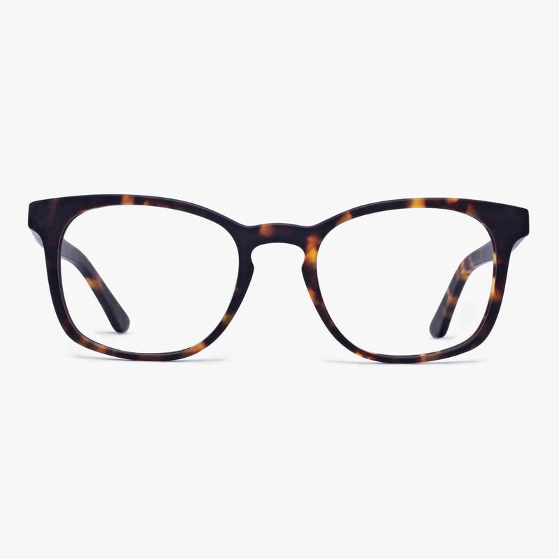 Dark turtle women's glasses with a rectangular frame