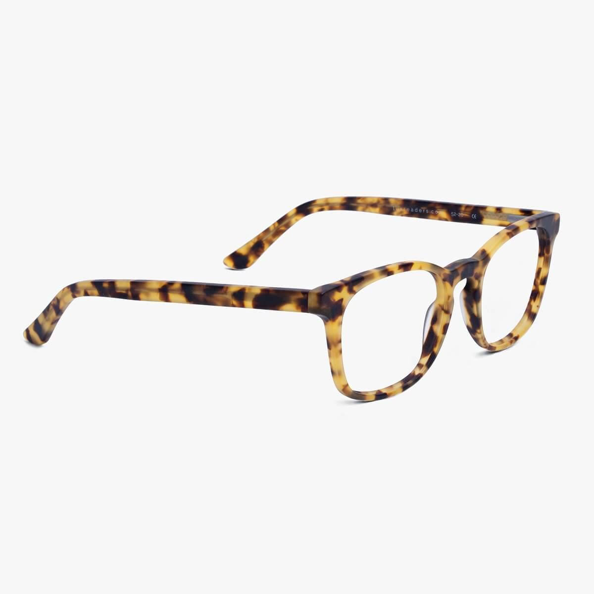 Tortoiseshell rectangular eyeglasses with thick frames