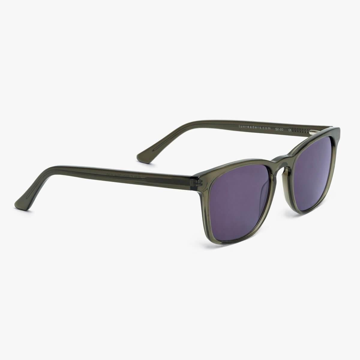 Women's Bornholm Shiny Olive sunglasses with dark lenses and olive green frames