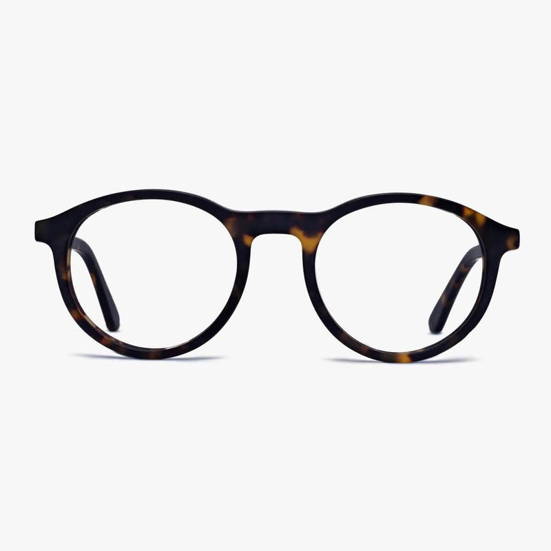 Women's round dark turtle shell glasses