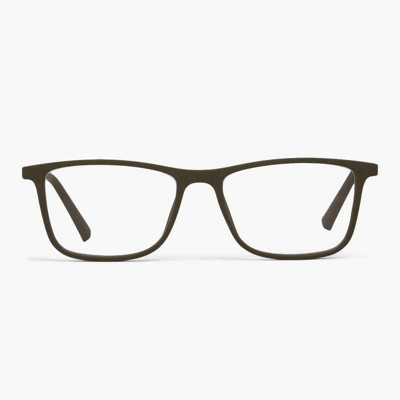 Women's Skagen Dark Army rectangular eyeglasses in dark olive color