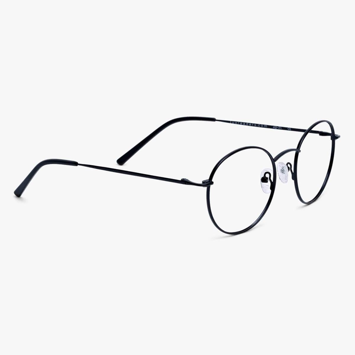 Round black women's Tromsø glasses with thin wireframe design
