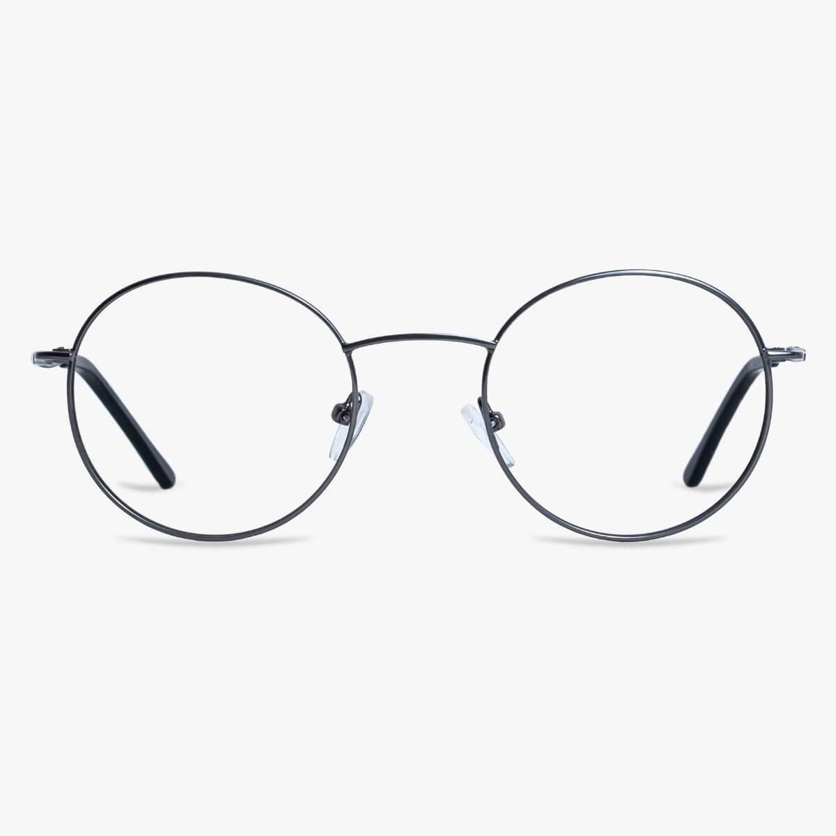 Round silver eyeglasses with thin metal frame