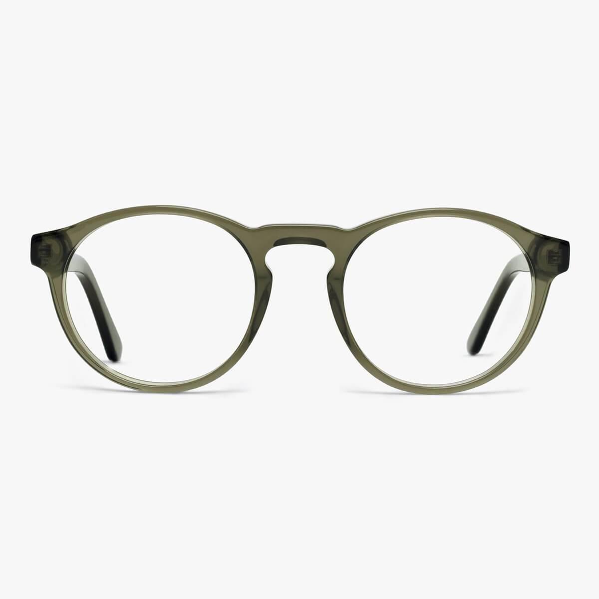 Women's Trondheim Shiny Olive round reading glasses