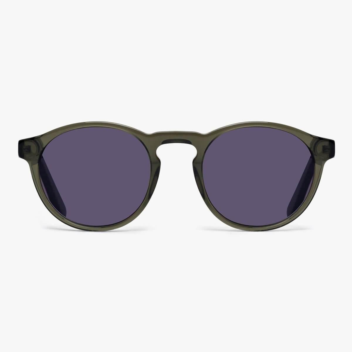 Women's Trondheim Shiny Olive sunglasses with round frames
